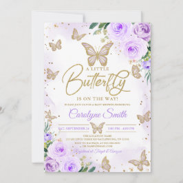 Invitación Chica editable Morple Butterfly Baby Shower