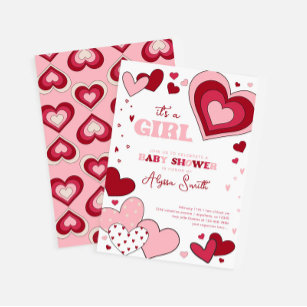 Invitación Chica El día de San Valentín rosa Corazones Baby S