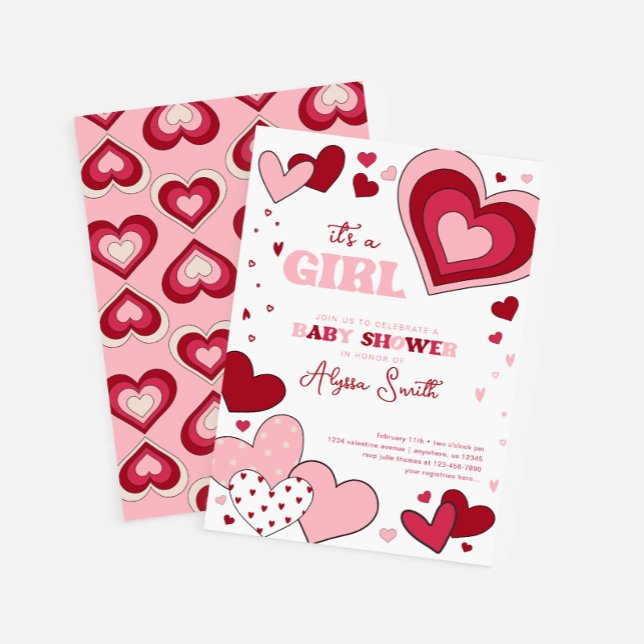 Invitación Chica El día de San Valentín rosa Corazones Baby S (Subido por el creador)