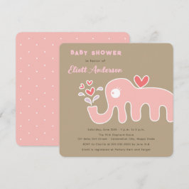 Invitación Chica elefante Personalizado rosa caprichoso Baby 