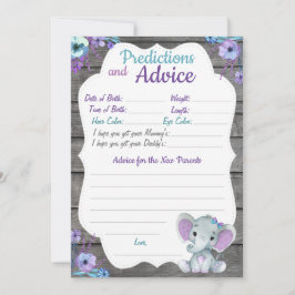 Invitación Chica Elephant Baby Shower Predication Advance Car