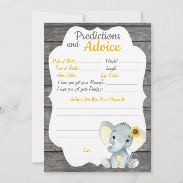 Invitación Chica Elephant Baby Shower Predication Advance Car (Anverso)