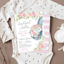 Invitación Chica Elephant Floral Baby Shower