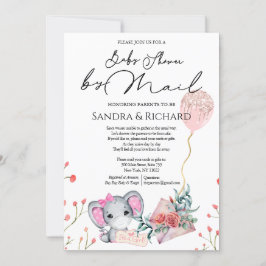 Invitación Chica Elephant Purpurina Dorado Ducha en globo por