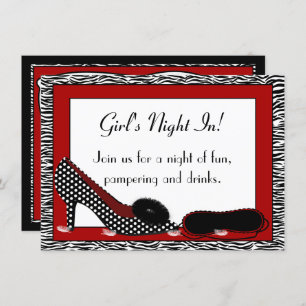 Invitación Chica en Fiesta PJ en rojo