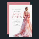 Invitación Chica en una fiesta de cumpleaños 16 con vestido r<br><div class="desc">Chica en la fiesta de cumpleaños 16 Sweet Vestido Rosado. Disponible digitalmente e impreso. Moderna elegancia para celebrar su decimosexto. Personaliza fácilmente el texto a tus propios detalles. También puede cambiar el texto y los colores de fondo a través de la opción personalizar adicional si lo desea.</div>