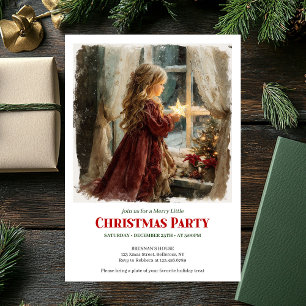 Invitación Chica encantadora espera a Santa Navidad editable