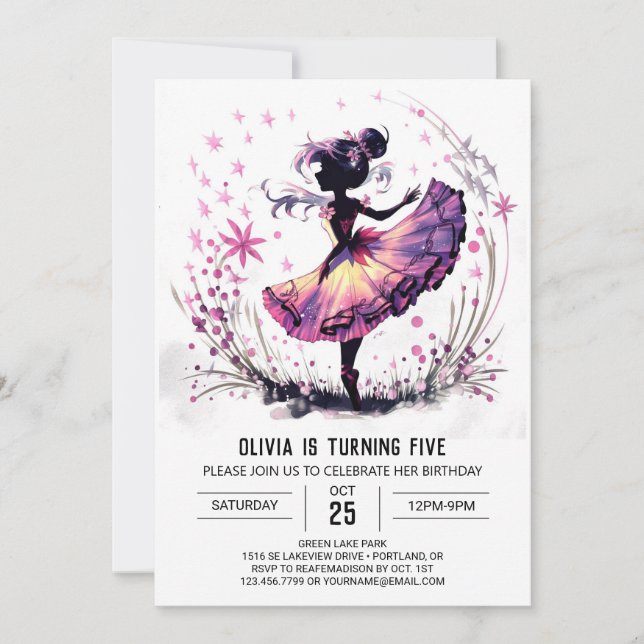 Invitación Chica Enchanted Ballerina Cumpleaños (Anverso)