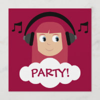 Chica enrrollado DJ con el fiesta de encargo rojo
