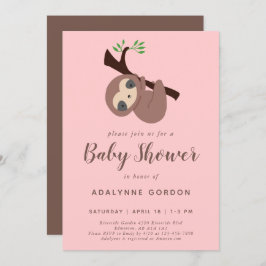 Invitación Chica eslovaco Baby Shower Pink Brown Modern Simpl