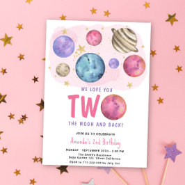 Invitación Chica espacial dos Fiesta Estrella del Cumpleaños