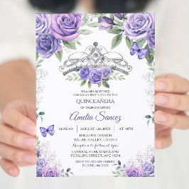 Invitación Chica español morado claro dulce 16 cumpleaños