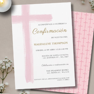 Invitación Chica Española Confirmación Rosa Confirmación
