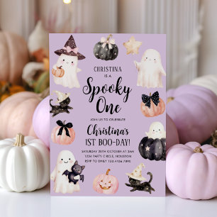 Invitación Chica espeluznante de Halloween Primer Fiesta de c