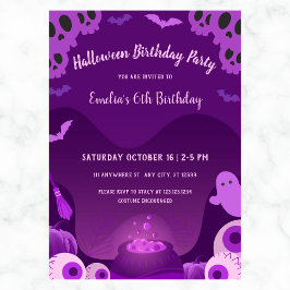 Invitación Chica espeluznante Halloween Cumpleaños Cualquier
