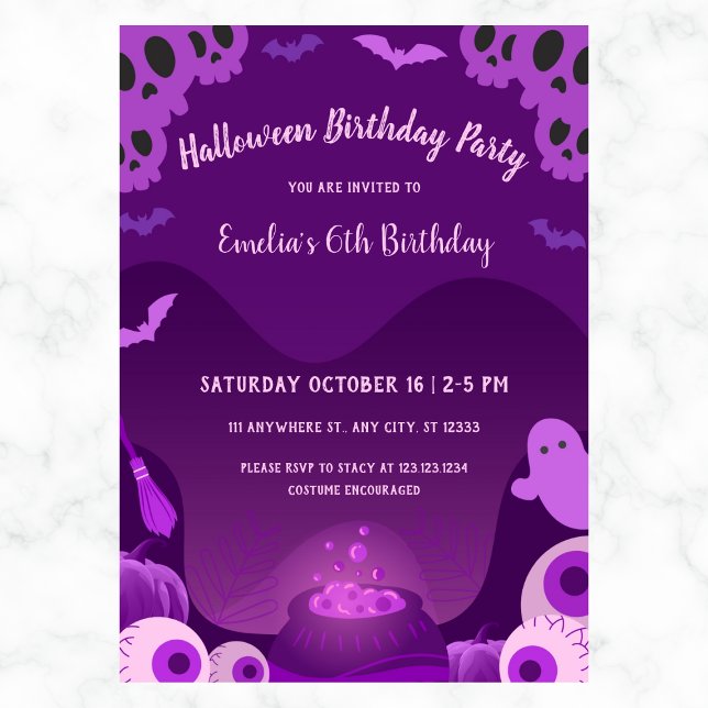 Invitación Chica espeluznante Halloween Cumpleaños Cualquier  (Subido por el creador)