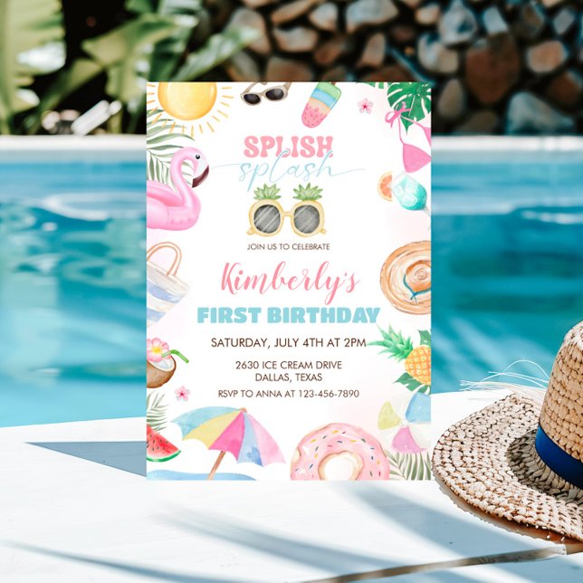 Invitación Chica esplish Fiesta de grupo  rosado (Subido por el creador)