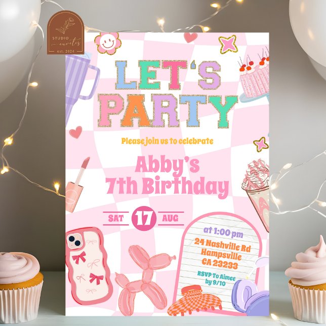 Invitación Chica Estética Retro Cumpleaños Fiesta Parche (Subido por el creador)