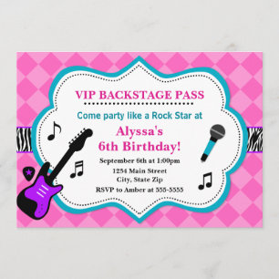 Invitación Chica estrella del pop rock por cumpleaños