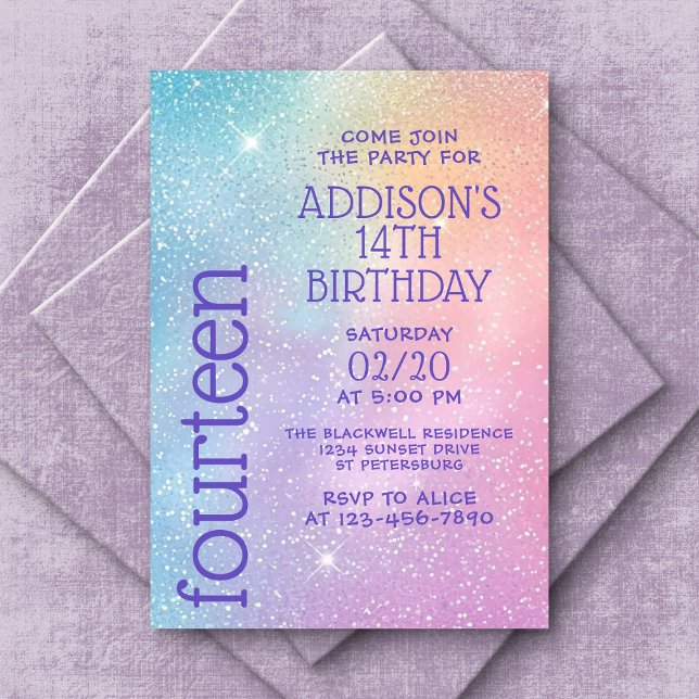Invitación Chica Estrellas Púrpuras Galaxia Cumpleaños (Subido por el creador)