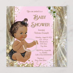 Invitación Chica étnico Baby Shower de la perla rosada del