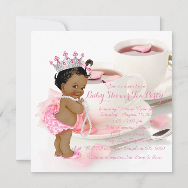 Invitación Chica étnico Baby Shower Tea Fiesta (Reverso)