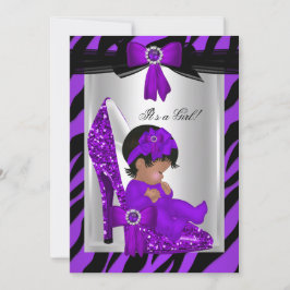 Invitación Chica étnico de Zebra Purple High Heels de Baby Sh