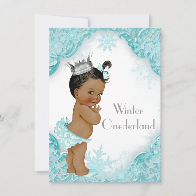 Invitación Chica étnico Invierno de Onederland Primer Fiesta  (Anverso)