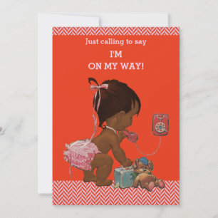 Invitación Chica étnico por teléfono Baby Shower Chevrons ros
