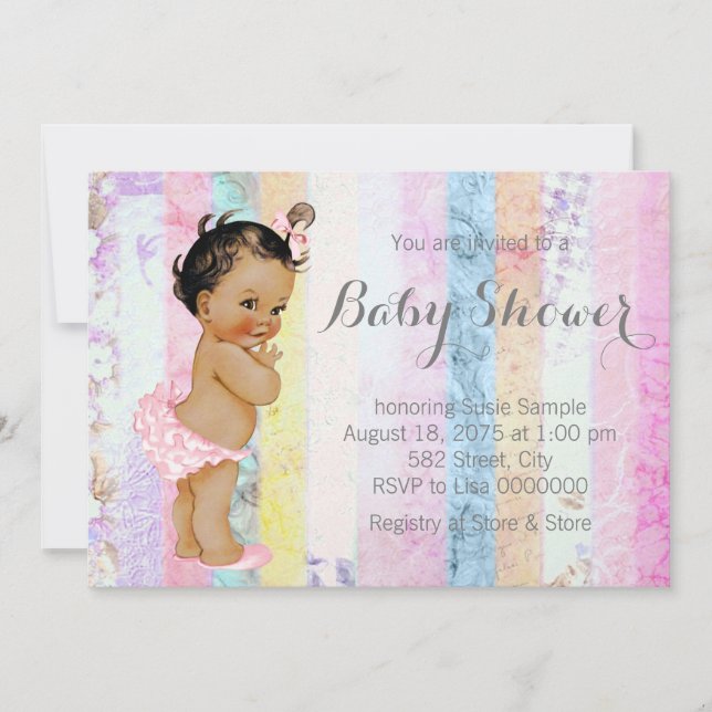 Invitación Chica étnico Rainbow Baby Shower (Anverso)