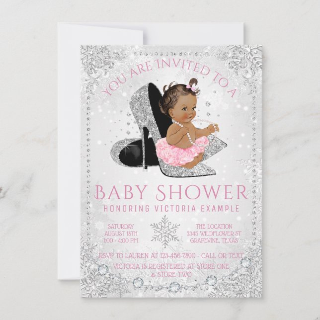 Invitación Chica étnico Winter Wonderland Baby Shower (Anverso)