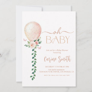 Invitación Chica Eucalyptus Greenery Balloon Baby Shower