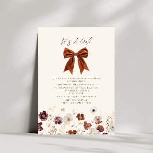 Invitación Chica Fall Floral Bow Baby Shower