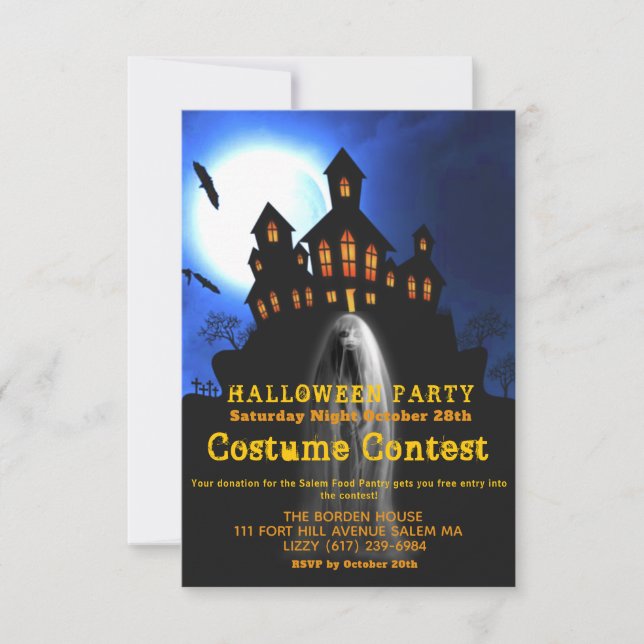 Invitación Chica fantasma atormentado Fiesta de disfraces de  (Anverso)