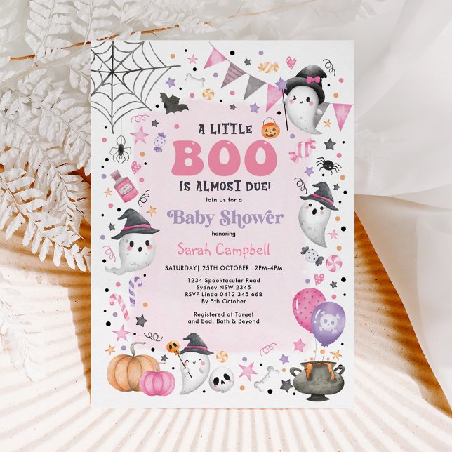 Invitación Chica fantasma de Halloween rosa lindo Baby Shower (Subido por el creador)