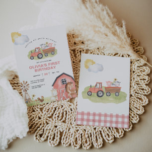 Invitación Chica Farm Animals Barnyard Birthday Party