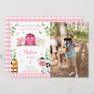 Invitación Chica Farm Birthday Photo