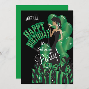 Invitación Chica Feliz Cumpleaños Diva Nombre DIY Verde