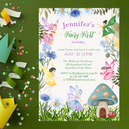 Invitación Chica Feria y Flores de primer cumpleaños