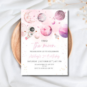 Invitación Chica Fiesta Cumpleaños Astronauta del Espacio Ext