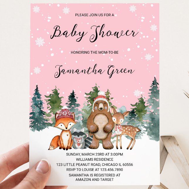 Invitación Chica Fiesta de Bebé Bosque Invernal (Subido por el creador)