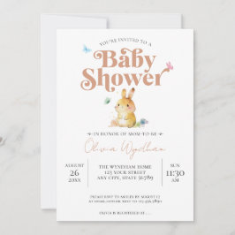 Invitación Chica Fiesta de Bebé Conejo Neutral