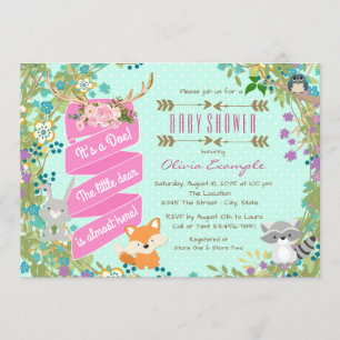 Invitación Chica Fiesta de Bebé en el Bosque