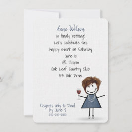 Invitación Chica Fiesta de Jubilación con Vidrio Vino