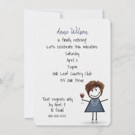 Invitación Chica Fiesta de Jubilación con Vidrio Vino