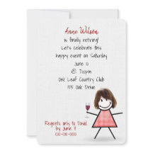 Chica Fiesta de Jubilación con Vidrio Vino