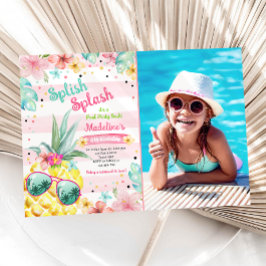Invitación Chica Fiesta de Pineapple Pool Luau en Hawái Cumpl