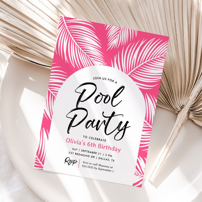 Invitación Chica Fiesta de piscina tropical Cumpleaños (Subido por el creador)