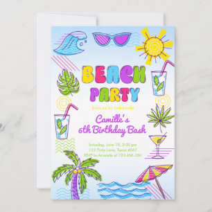 Invitación Chica Fiesta de playa Cumpleaños