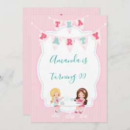 Invitación Chica Fiesta de té de cumpleaños Shabby-Moda perso